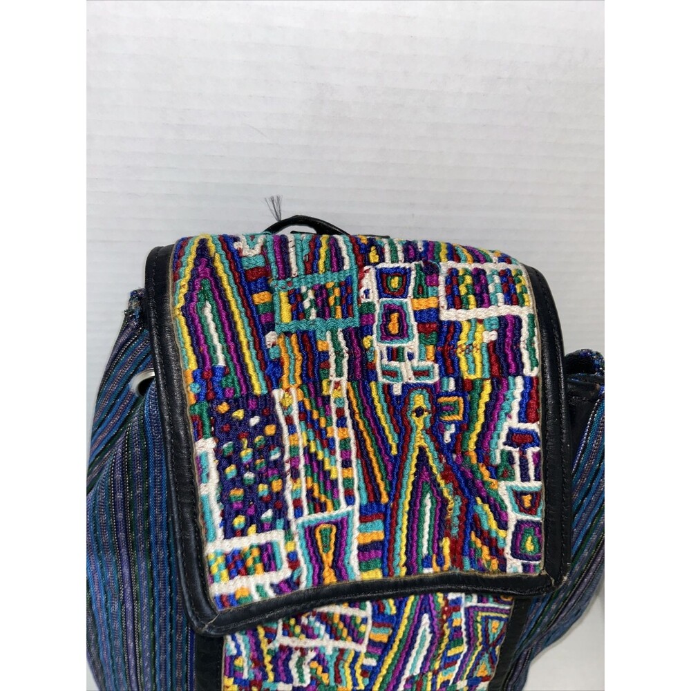 embroidered leather backpack drawstring - image 3